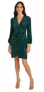 Macy’s — Calvin Klein Women's Sequined Faux-Wrap Sheath Dress - Holiday Party Fashion